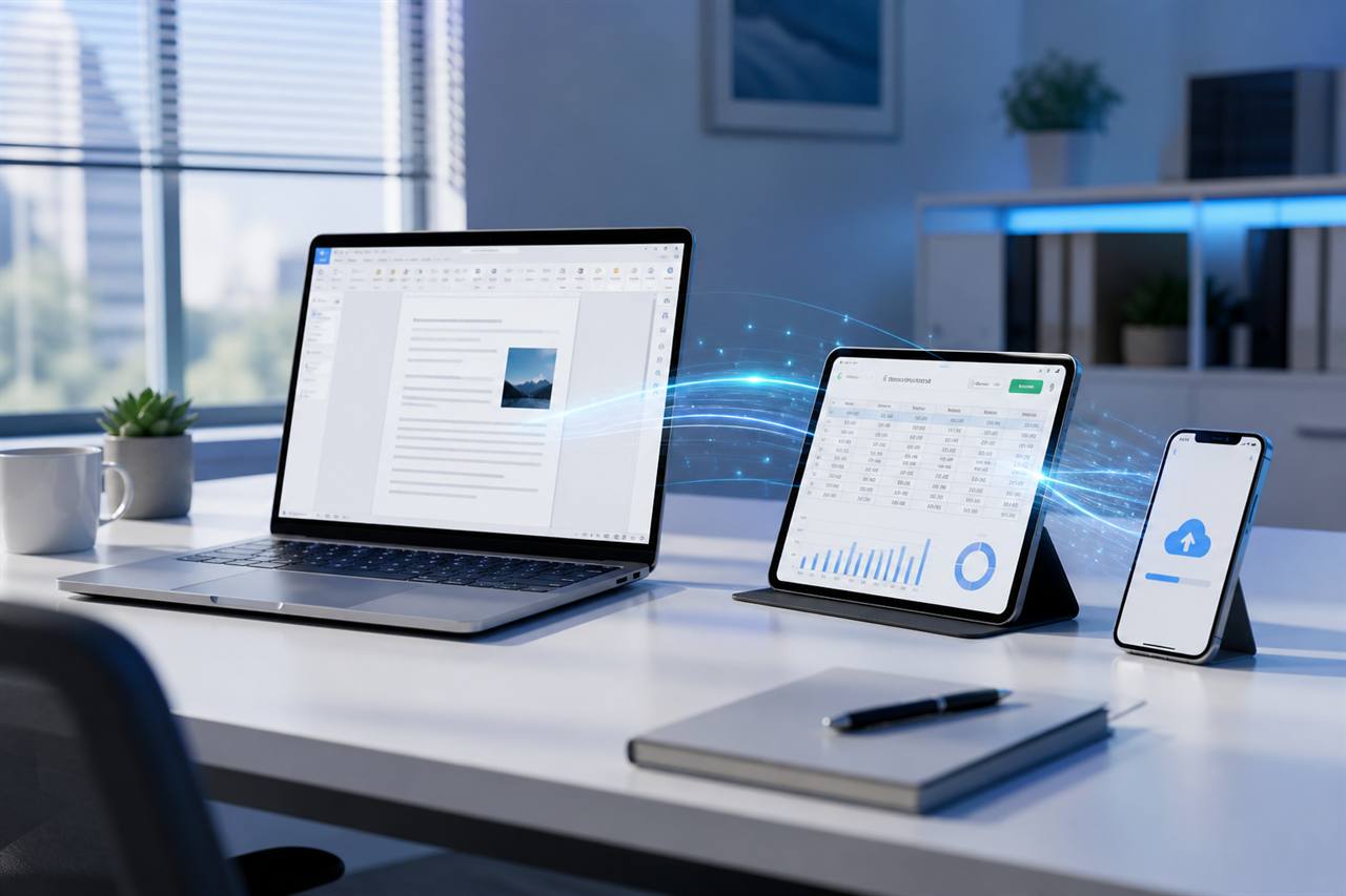桌面上的 WPS Office 多设备同步工作场景